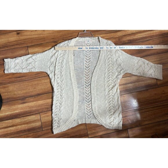 Pink Republic Beige Open-Front Knit Cardigan Sweater Women's Small Neutral Light - Picture 4 of 10
